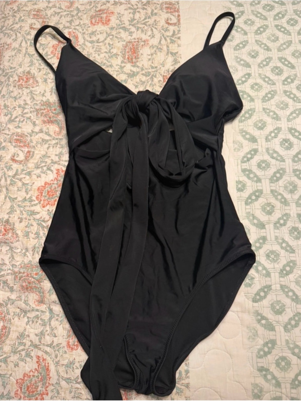 aerie Black Girls' One-Piece Swimsuit with Front Tie